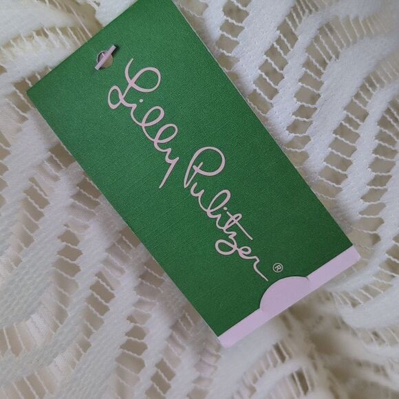 Lilly Pulitzer Topanga Dress Cameo White Wavy Knit Lace Size L NWT - Picture 4 of 15